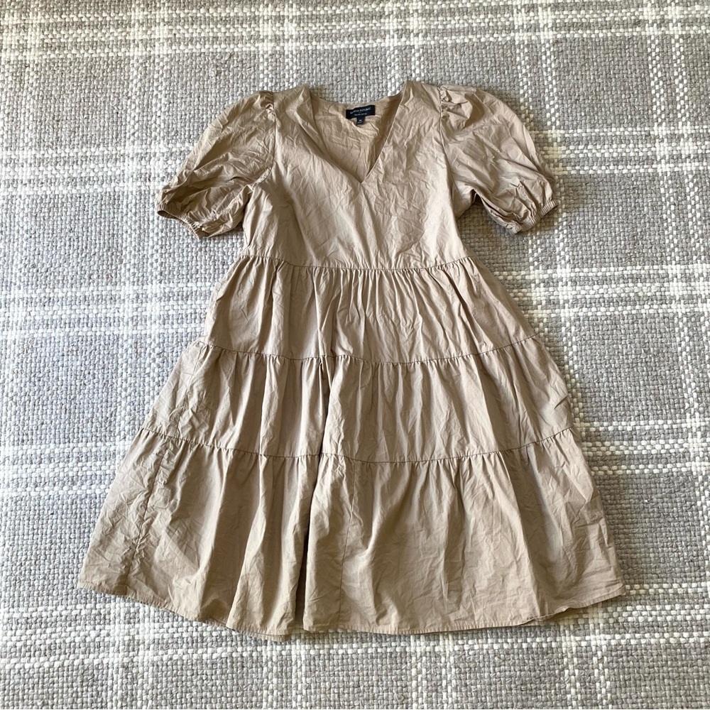 Banana Republic puff sleeve tiered organic cotton midi dress